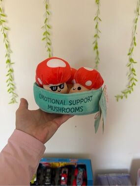Emotional Support Mushrooms Plush Set - Red & Mint Comfort Bowl
